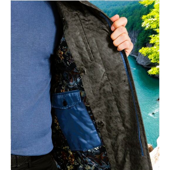 Men Tallia's Lined Raincoat Med Weight Size-M (Reg: $500) - Picture 2 of 6